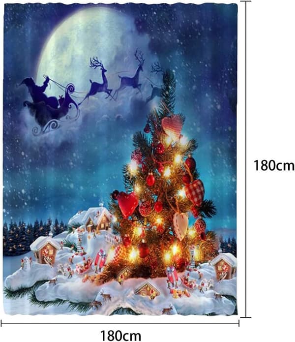 1 x Vandtæt Polyester Julebadeforhæng med Kroge til