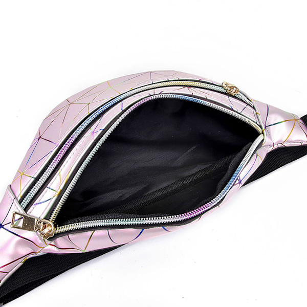 Crossbody-väska för dam, midjeväska med rutigt diamantmönster för herr, holografisk sling bag, vattentät midjeväska