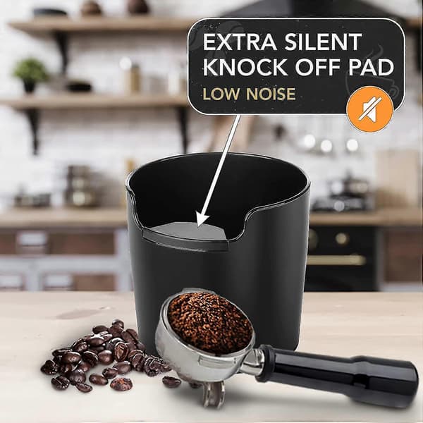 Knockbox med forbedret håndtering - Innovative espressotilbehør - Kaffeslagskasse Espresso, Sort - Espressomaskinetilbehør - Knockbox til Esp