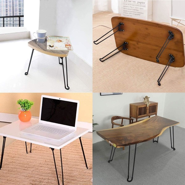 3stk 32CM svart metall sammenleggbare bordben, gjør-det-selv-møbelben for salongbord Sidebord Laptop-bord Mini skrivebord,