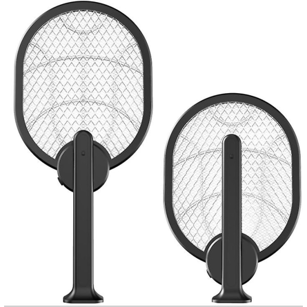 2 i 1 elektrisk flugsmällare och sladdlös myggdödarlampa för inomhus och utomhus, laddningsbar insektsfälla med LED-attraherande ljus, 3-lagers säkerhet