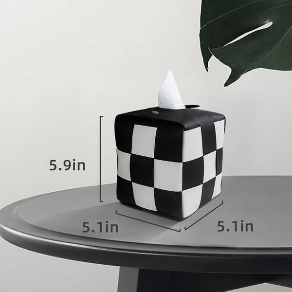 Tissue Box, Square PU Leather Tissue Box with Metal Buckle, Mesh Tissue Box, Decorative Storage Box for Bedroom.