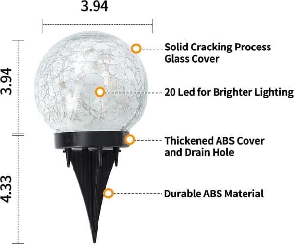 Solcellelamper Udendørs Vandtætte – Solcellekugler til Haven, Revnet Glas, Udendørsdekoration – Gradient Rød Gradient red2 Gradient red2