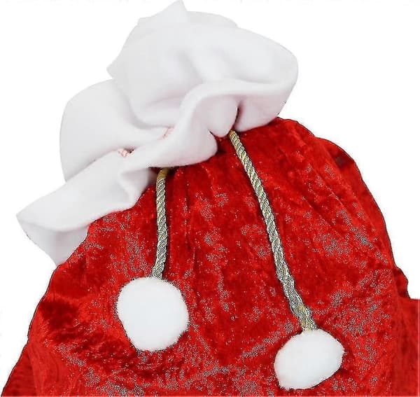 Stor Röd Julklappspåse i Sammet, Juldekoration