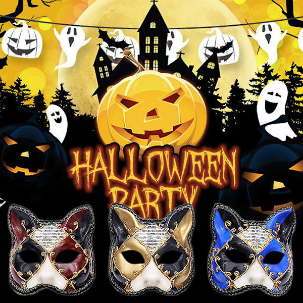 Halloween-naamiot Juhlapuvut Asusteet naamiaiset Cosplay Eläinten naamiot Musta