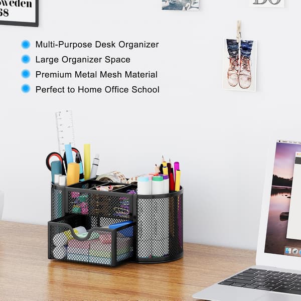 Mesh Desk Organizer with Drawer, Desk Stand, Suitable for Student Dorms, 9 Compartments, Desk Accessories.