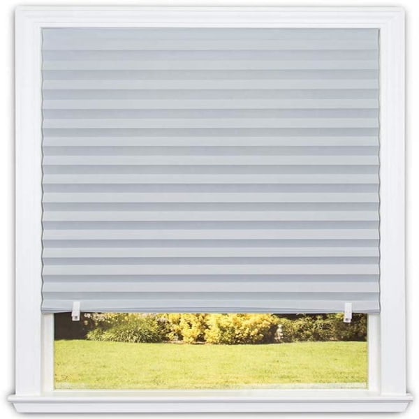 Trim-at-home lysfiltrerende stof grå, 24 i x 59 i let løft trådløs plisseret skærm