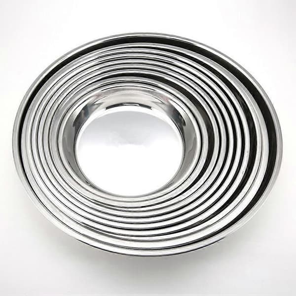Rund tallrik i rostfritt stål 24 cm för matservering inomhus utomhus camping silver 1-pack[DB]