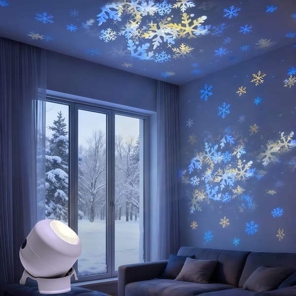 LED Rotating Projector Night Light, USB Rechargeable Touch Control Lamp, Bedroom Atmosphere Decoration [Snowflake Style] [Snowflake Style]