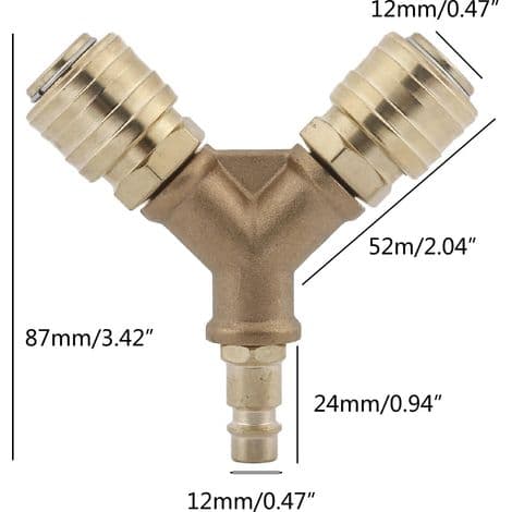 Quick Coupling 1/4-inch Air Hose Distributor — With Threaded Brass Male Connector (NW7.2 Standard), for Quick Y-Connections for Compressed Air