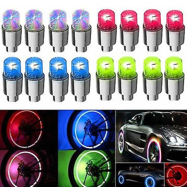 4pcs Car Auto Suv Wheel Tire Tyre Air Valve Stem Led Light Caps Cover AccessoriesRed 4Pcs