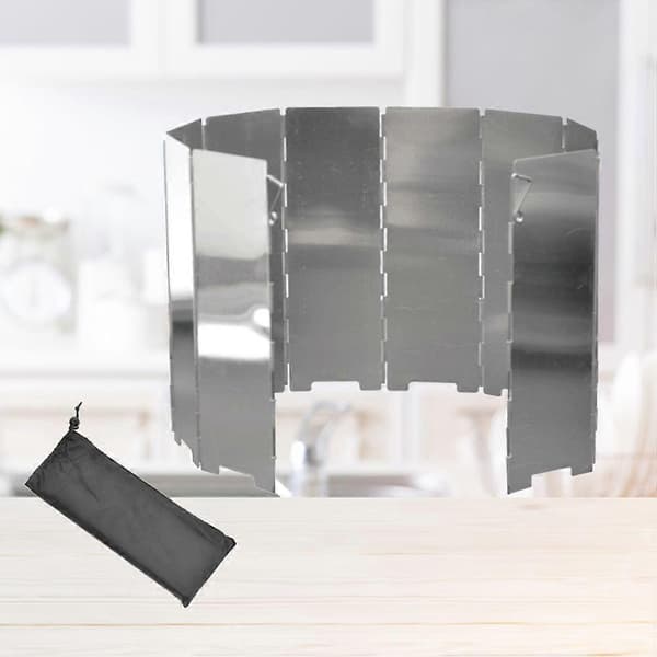 10PCS/Set Outdoor Grill Windshield Aluminum Windshield Grill Foldable Stove Windscreen Windshield for Camping Picnic
