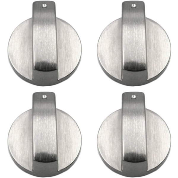 Gasskomfyr-knapper, 4 stk, Metall, 6 mm, Sølvfarget, Justeringsknapper for gasskomfyr eller ovn