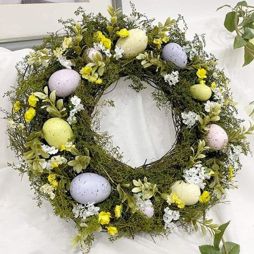 Easter Wreath 36 cm Easter Egg Wreath for Front Door Spring Wreath with Mixed