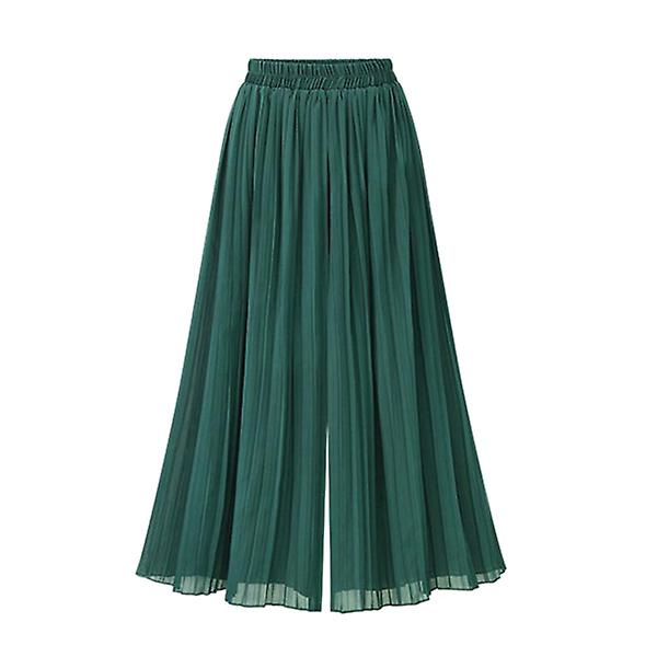 1 stk. Dame Elastisk Talje Chiffon Brede Ben Bukser Løse Plisserede Brede Ben Bukser (grøn L) GrønXL