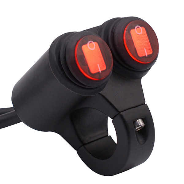 Dobbeltstyrt motorsykkelstyrebryter 7/8 tommer 22 mm 12V Vanntett knapp Hovedlys bryter Bremses tåkelysbryter