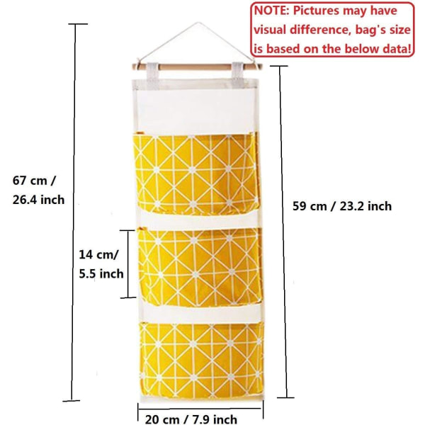 3 st Snygga Linnetyg Hängande Förvaringsväska Bakom Vikbar Väggdörr för Förvaring av Små Saker i Entré Leksaker Smycken Nycklar 3 Fickor Grön