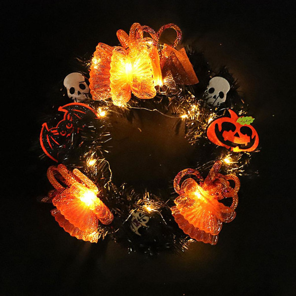 30/40cm Halloween Silkeblomst Spøgelseskranium Girland Væghængende Dør Vindue Dekoration 40cm Sort