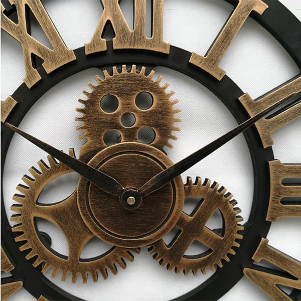 Decorative Wall Clock Hanging Clock 34cm Wood Industrial Style High-Precision Movement