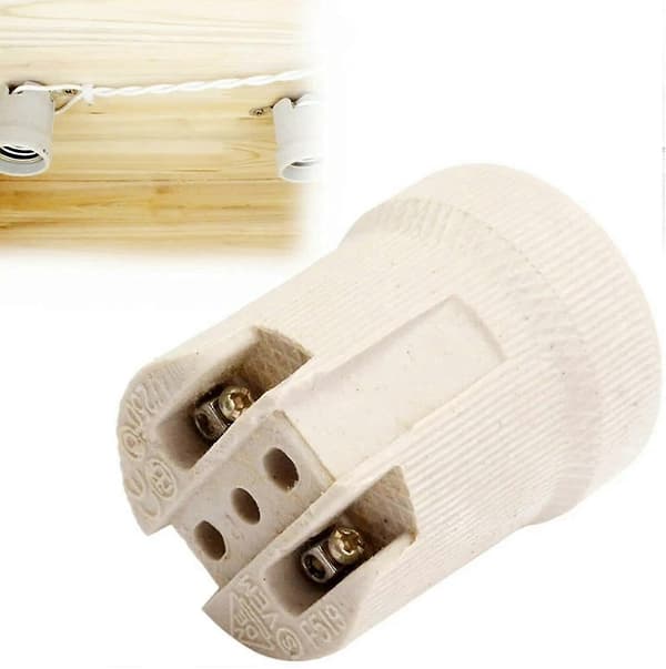 E27 Ceramic Horn Lamp Base Retro Light Bulb Holder with Mounting Bracket 3-Pack