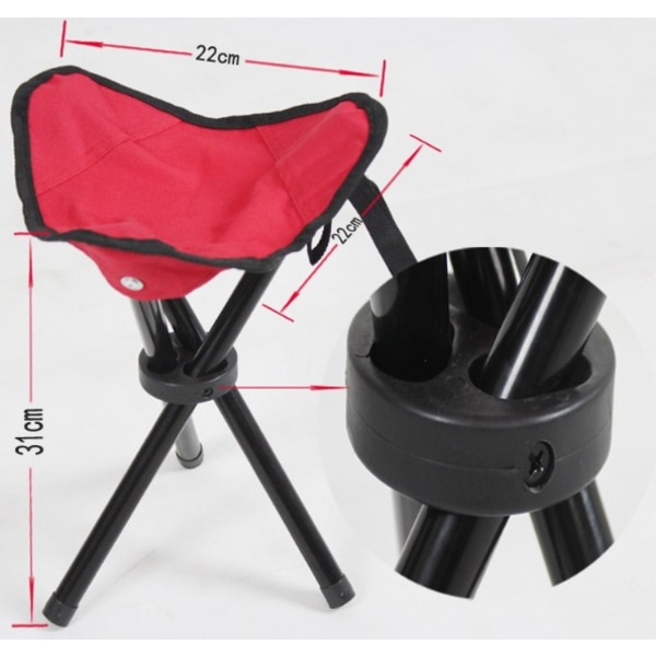 Blå Bärbar Vikbar Canvas 3-bens Tripod Pall för Vandring, Camping, Fiske, Picknick, Strand, Grill, Resa, Ryggsäcksturer, Trädgård
