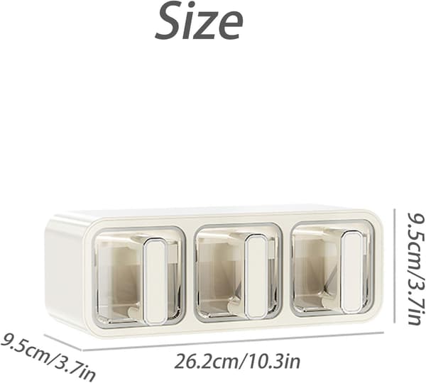Wall-mounted Spice Organizer Spice Storage Box Large Capacity Spice Box for Kitchen 3 Compartments PP Spice Box Spice Tray with Spoon