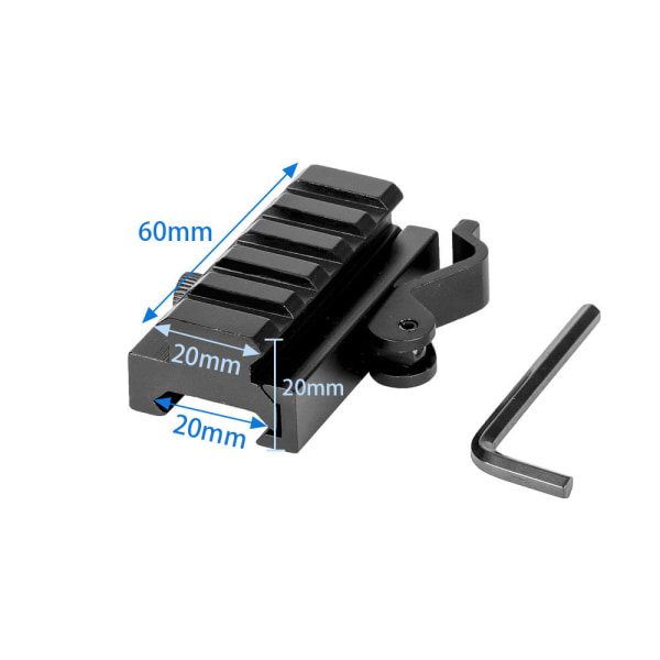 Hurtigudløsningsbeslag læder skinne basebeslag 60 mm lang aluminium legering beslag 20 mm beslag 5 slots