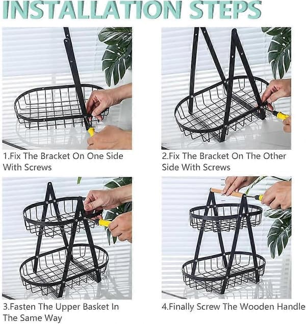 Modern Fruit Bowls for Kitchen, 2 Tiers, Detachable Fruit Basket, Metal Fruit Bowl Stand for Kitchen Decor, Vegetables