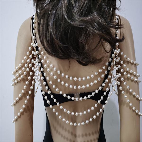 Modepärlhalsband DIY-hantverk Sjal Pärlad Bib Choker Halsband Present Axelbälte Halsband Smycken för Kvinnor Bröllop Bal