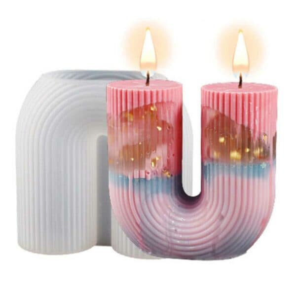 Silikonform for lys DIY Stearinlys Ribbet U-form
