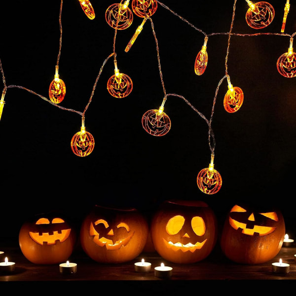 Halloween Lights Belysningsdekor Pumpa Bat Ghost String Lights Led Decorations Lights 3Pack med USB styrd, 30 LED String Light