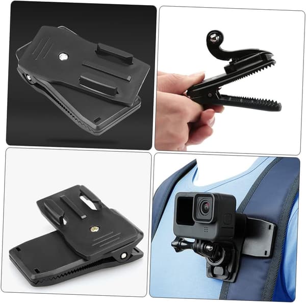 360° Rotating Camera Clip for Backpack Action Camera Shoulder Strap Strong Clamp for Hiking
