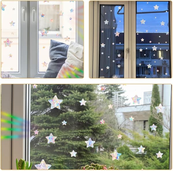 DIY Window Sticker Anti-Collision Window Decals Star-Shaped Mixed Colors PVC Self-Adhesive