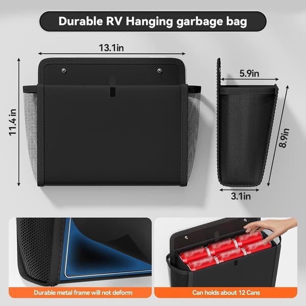 x RV Door Organizer, Black, 2 Pieces, Wall Mount, Hanging Bag with Large Compartments, RV Organization Solutions