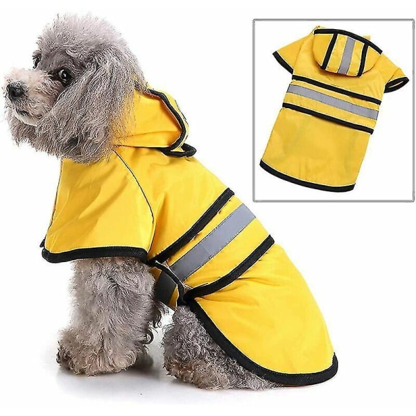 Reflekterande regnkappa för hund med huva Vattentät kappa med justerbart lätt koppel Hål Poncho Kompatibel med små medelstora och stora hundar.gul.2xl