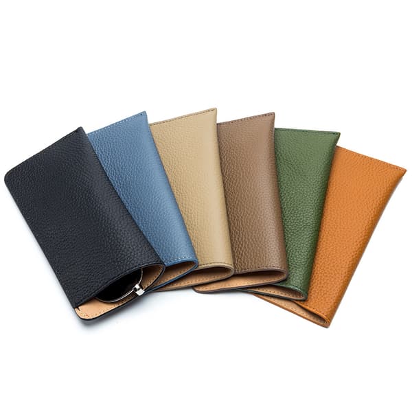 Leather Glasses Case, Soft Leather Presbyopia Myopia Sunglasses Case - Khaki