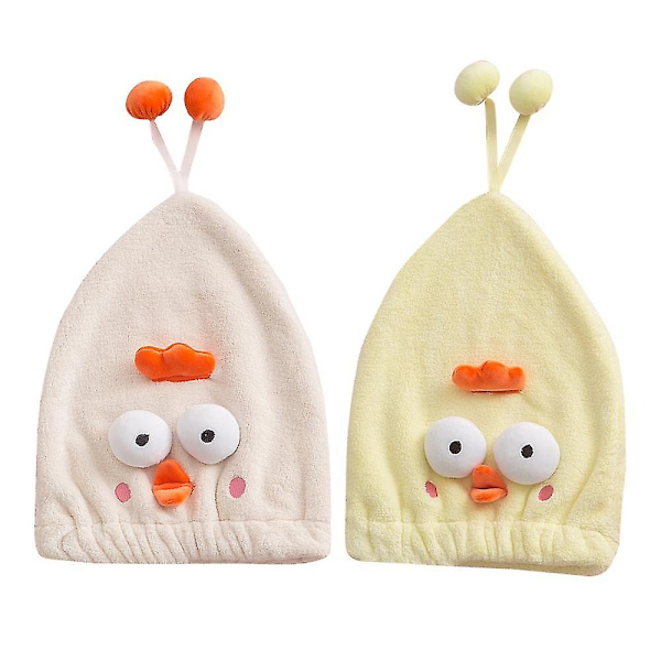 Roliga och söta mikrofiberhårhanddukar, 2-pack hårhanddukar för kvinnor och flickor, mikrofiberhårhanddukar, turbaner