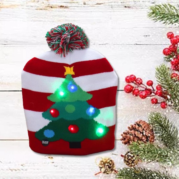 LED nissehue Lys op nissehue Juletræ Grim hat Unisex strik hue til julefestdekoration