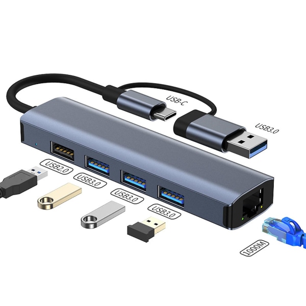 Rj-45 Nätverksportadapter Ethernet Typ-c Nätverkskabel Gigabit Driveless Nätverkskort, Mobiltelefon Gray