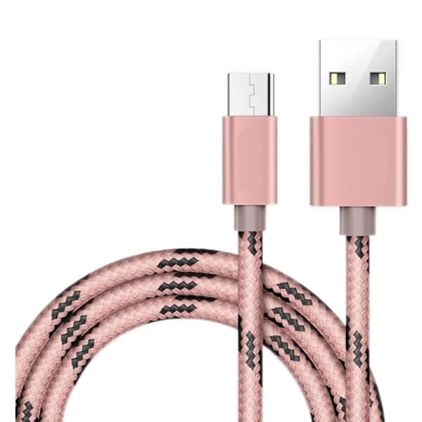 2m flettet opladerkabel USB Type-C oplader til Samsung Galaxy -- 5-pak