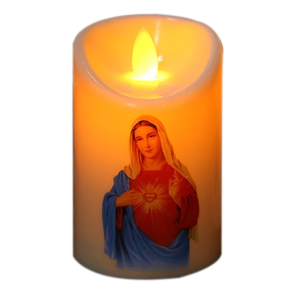 Jesus Kristus Flammefri Bønnestearin LED telampe Romantisk søylelampe Kreativ Flammeløs Elektronisk Lys LED Bønn C