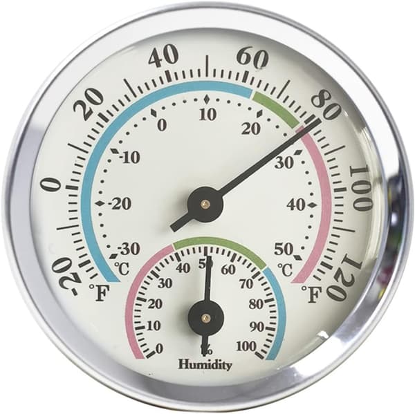 Hygrometer Analogt Termometer for Innendørs og Utendørs, Digitalt Termometer Hygrometer sølv silver