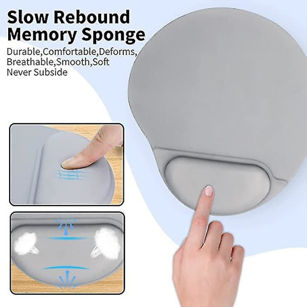 Ergonomisk Musmatta Med Handledsstöd Musmatta Med Handledsstöd För Hemmakontor Spelarbete Dator Bärbar Dator Smärtlindring Med Halksäker PU-Bas 1 Styck
