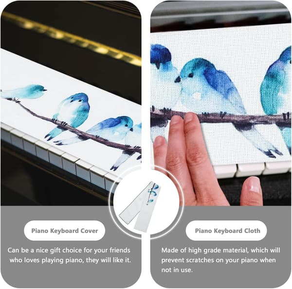 Cotton Linen Piano Keyboard Cover, Thickened Dustproof Cloth, Smooth Surface Keeps Piano Clean, Suitable