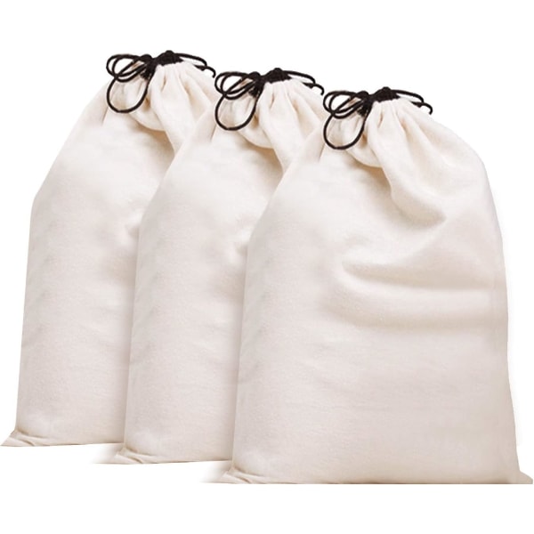 Bomuld, åndbar, støvtæt opbevaringstaske med snoretræk (pakke 3 L)
