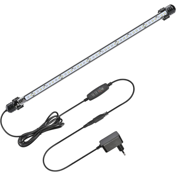 LED-akvariebelysning med timerfunktion, nedsänkbar vit och blå belysning, justerbar belysning för fiskdamm, 4W, 230 lm