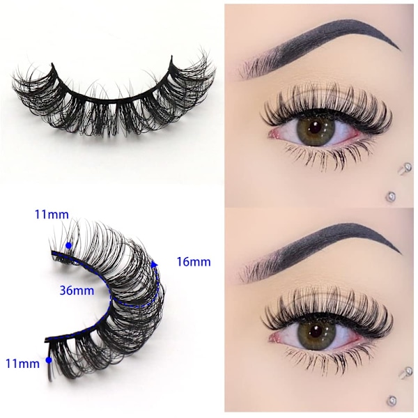 Ryska Strip Ögonfransar DD Böj Lösögonfransar Fluffiga Faux Mink Ögonfransar 20 Par 2 Set Pack (D02+D05)