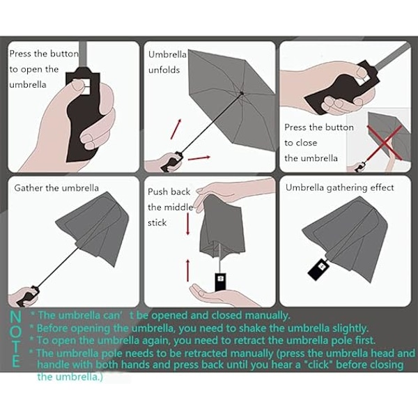 Automatisk Gennemsigtig Paraply 1-Knap Åbning & Lukning Foldbar 3-Foldbar Bærbar 8-Ribbet Paraply Knap til at åbne og lukke