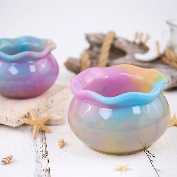 2 stk. Glas Resin Form Skål Silikonform Æske Epoxy Form DIY Støbningsform til Mini Akvarium, Smykkeskrin, Hjemmedekoration (L+S)