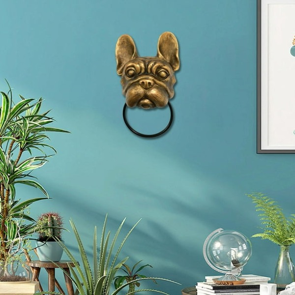 vegghengende skulptur Vintage Style Dog Head Door Knocker Door Vegghengende vegghengende skulptur